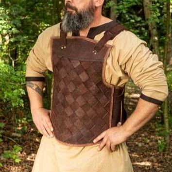 Viking Armor (Brown) - Norse Leather Lamellar Cuirass - Adjustable