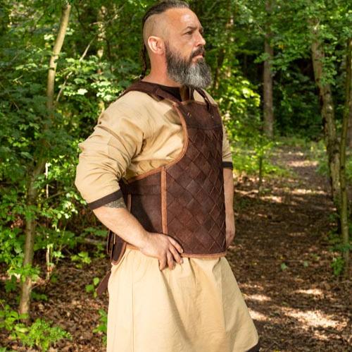 Viking Armor (Brown) - Norse Leather Lamellar Cuirass - Adjustable