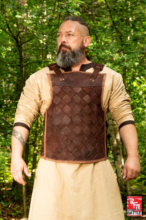 Viking Armor (Brown) - Norse Leather Lamellar Cuirass - Adjustable