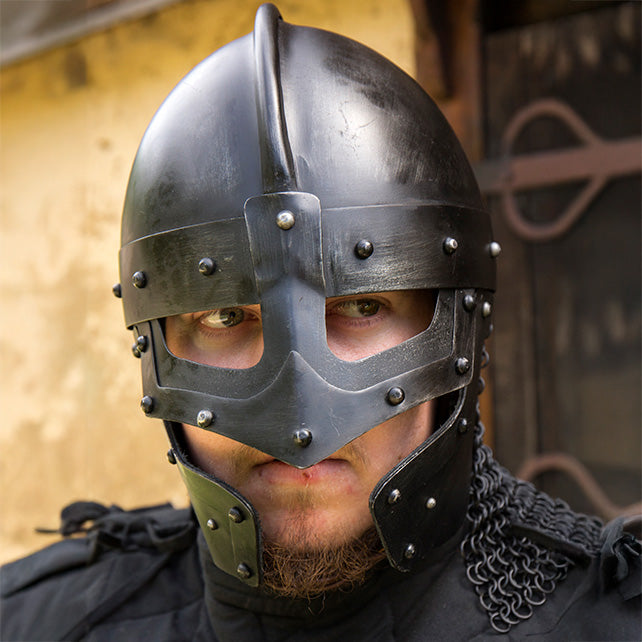 Steel Viking Raven Helmet with Chainmail | Battle-Ready Armor