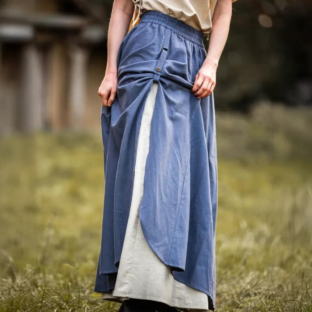 Blue &amp; Natural Viking Skirt | Double Layer with Slit