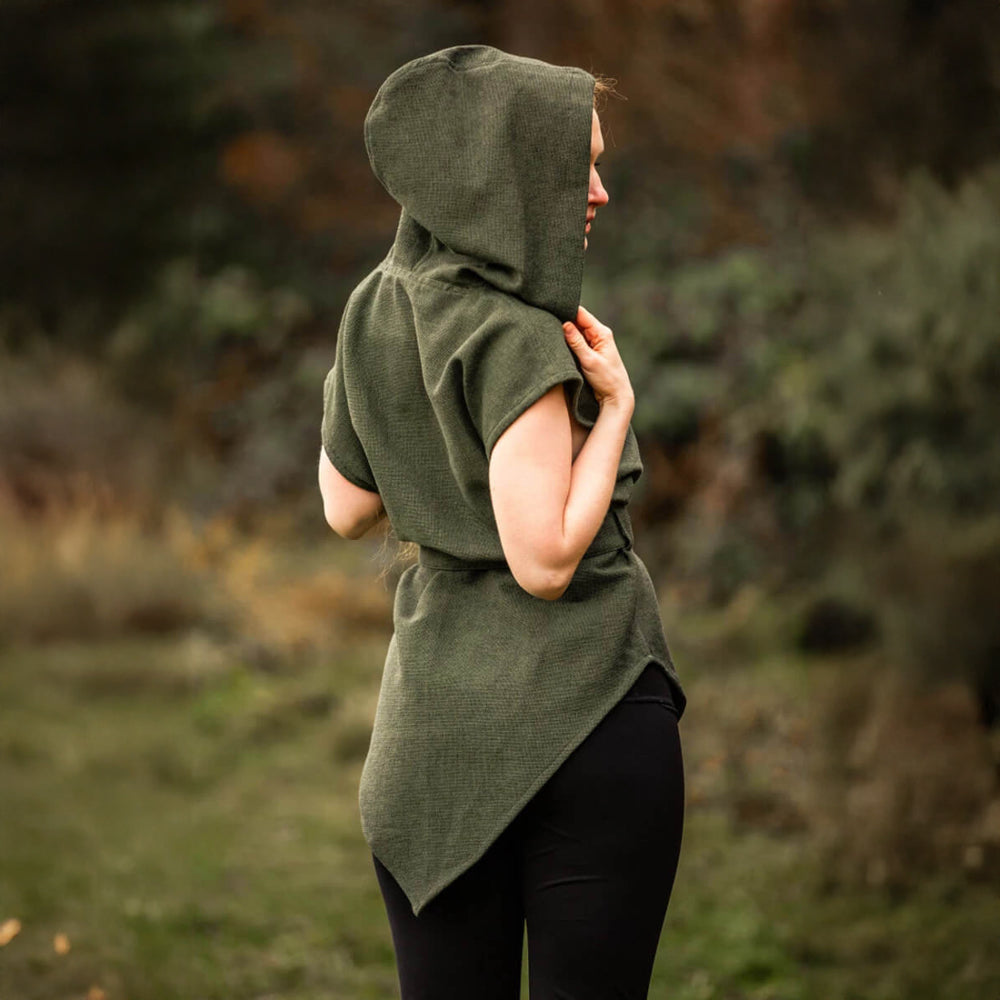 Hooded Green Viking Tunic for Women | Belt Included