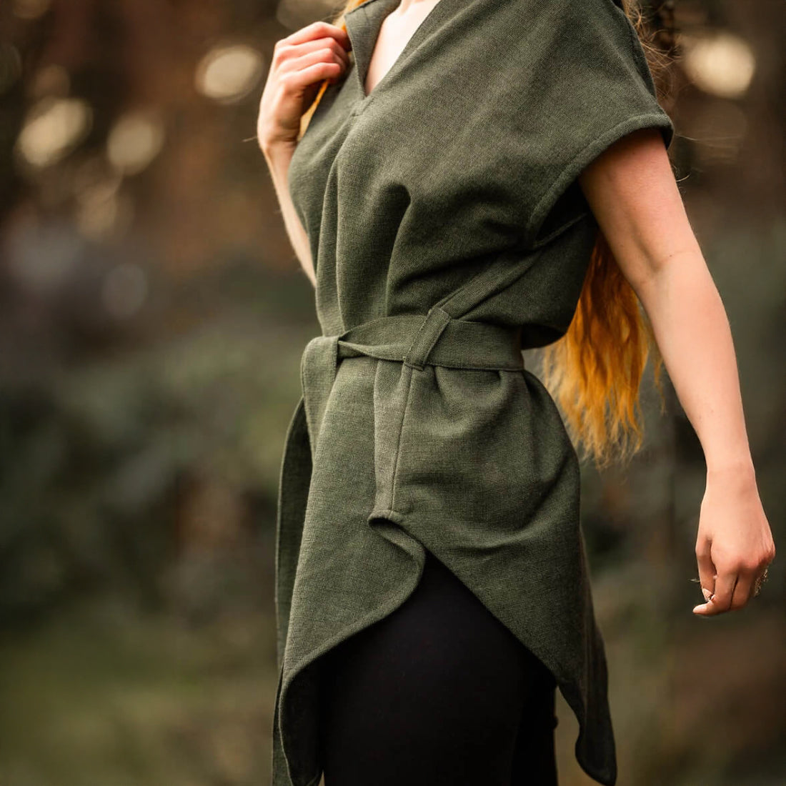 Hooded Green Viking Tunic for Women | Belt Included