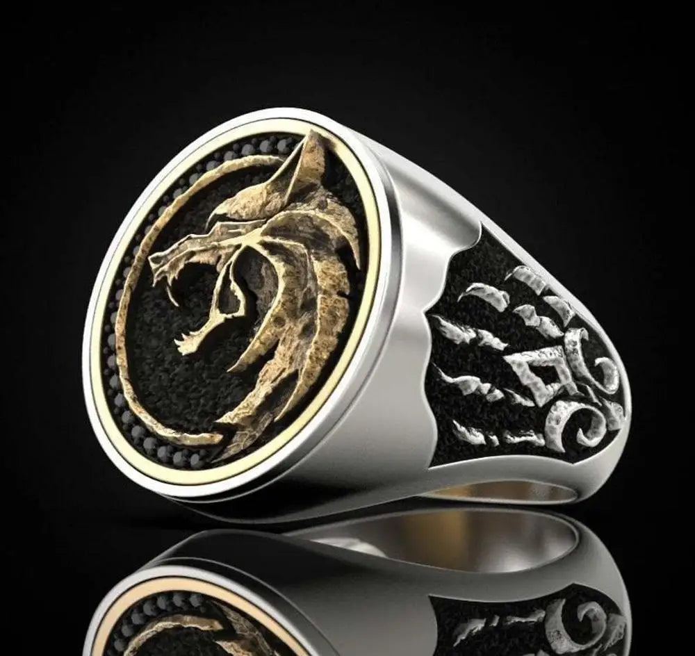 Norse Odin Fenrir Viking Ring with Embossed Paw | Silver or Gold