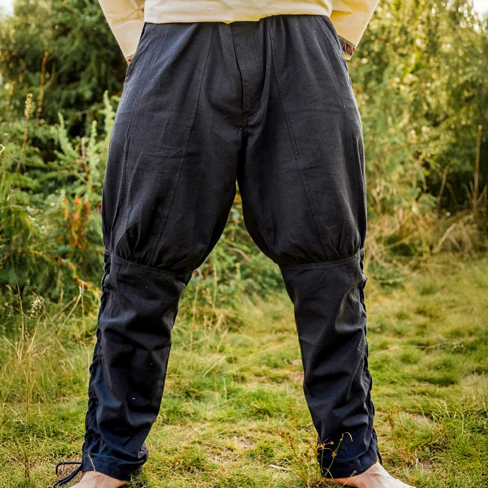 Premium Black Viking Pants | Authentic Cut with Leg Lacing