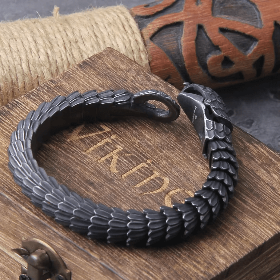 Jormungandr World-Serpent Segmented Steel Nordic Bracelet