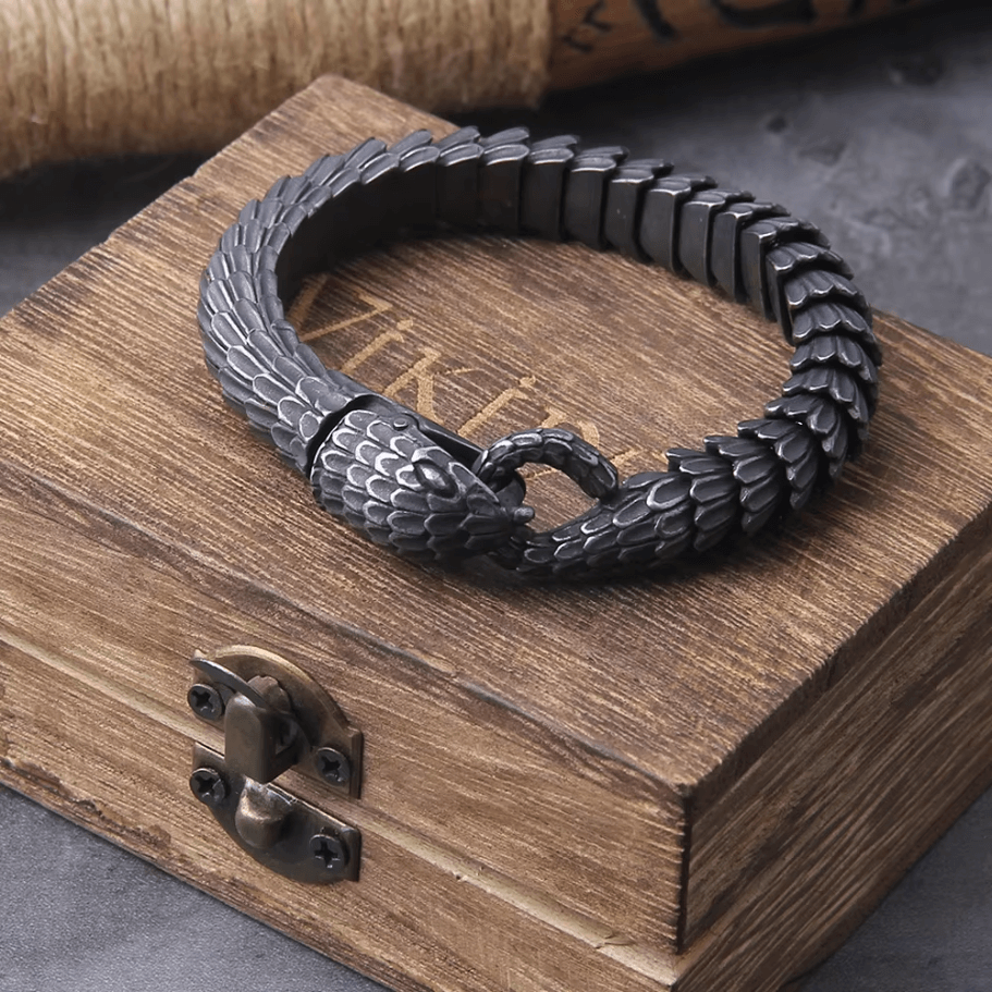 Jormungandr World-Serpent Segmented Steel Nordic Bracelet