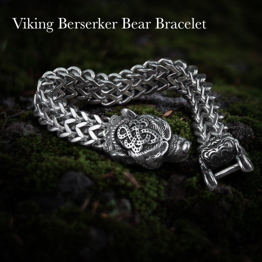 bear jewelry berserker bear bracelet steel norse viking jewelry