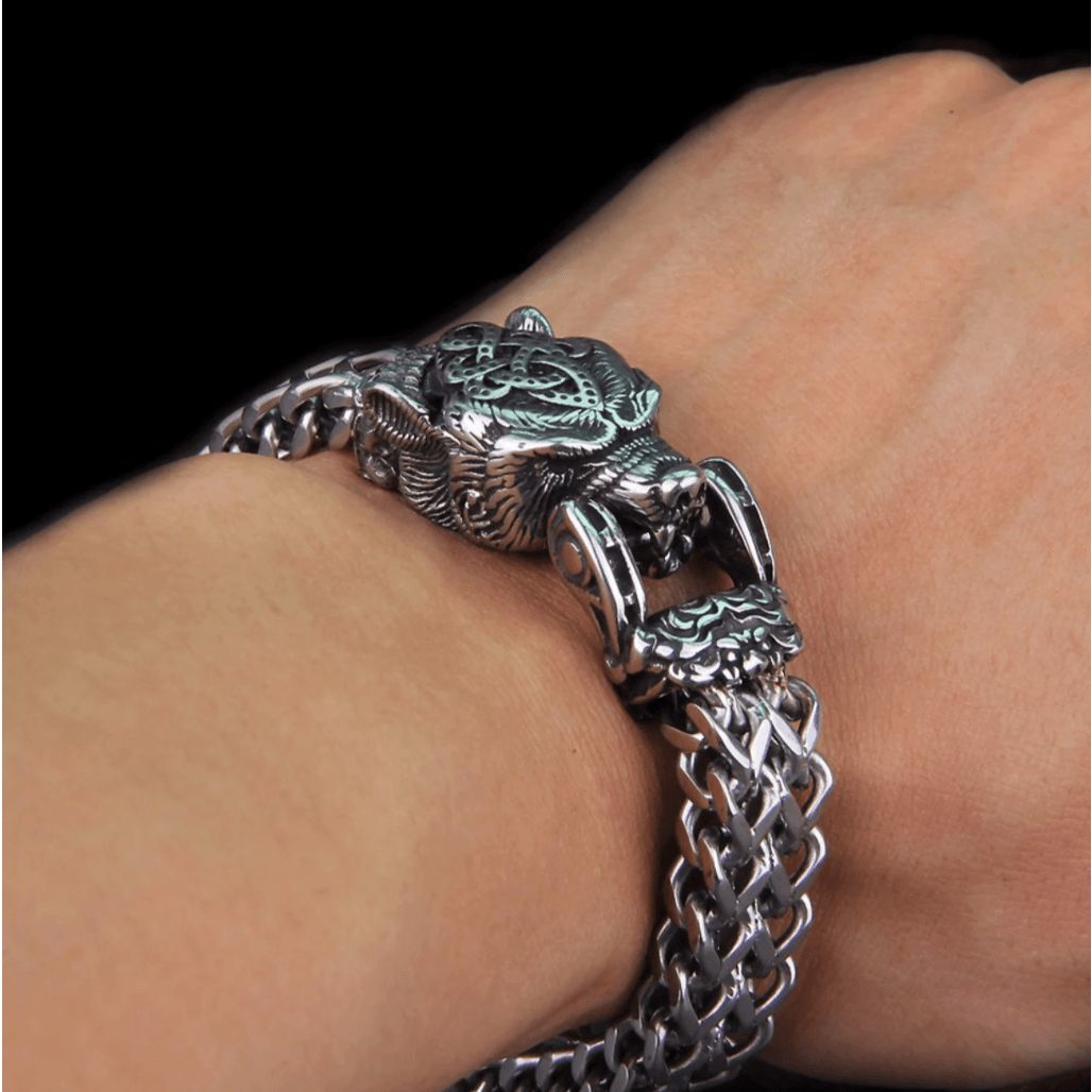Buy Men Sterling Silver Wolf Bracelet , Wolf Head Bracelet , Adjustable  Bracelet , Handmade Viking Bracelet , 925k Sterling Silver Bracelet Online  in India - Etsy