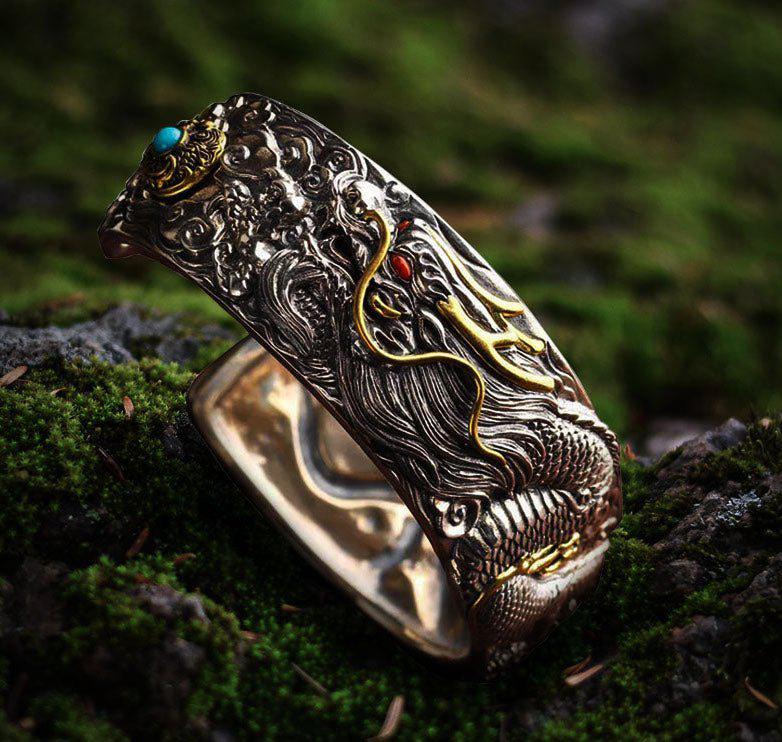 Skyrim Ancient Double Rage Dragon Head Bracelet Bangle Fashion Male Vintage  Accessories Animal India Jewelry Findings - AliExpress