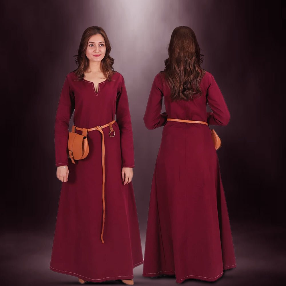 Girl's Viking Under Dress - Cotton, Young Child's Burgundy Tan Dresses –  Sons of Vikings