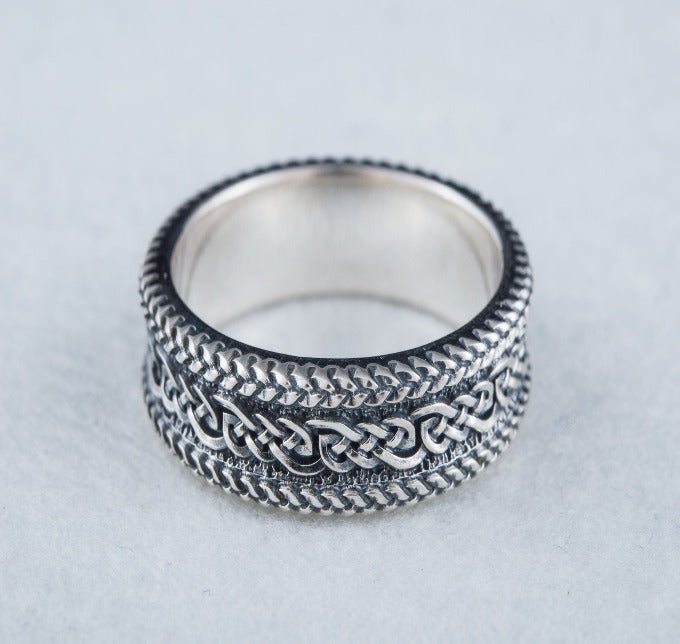 Ring with Ornament Sterling Silver Handcrafted Viking Jewelry-5