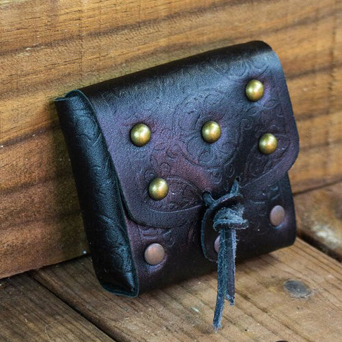 Leather Viking Dice Pouch | Brass Studs | Traditional Game Set