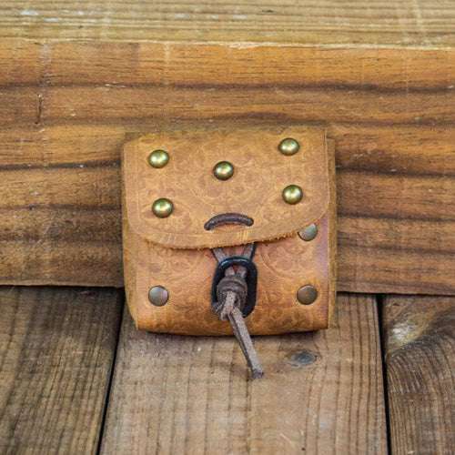 Leather Viking Dice Pouch | Brass Studs | Traditional Game Set