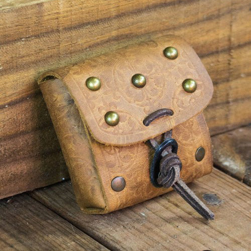 Leather Viking Dice Pouch | Brass Studs | Traditional Game Set