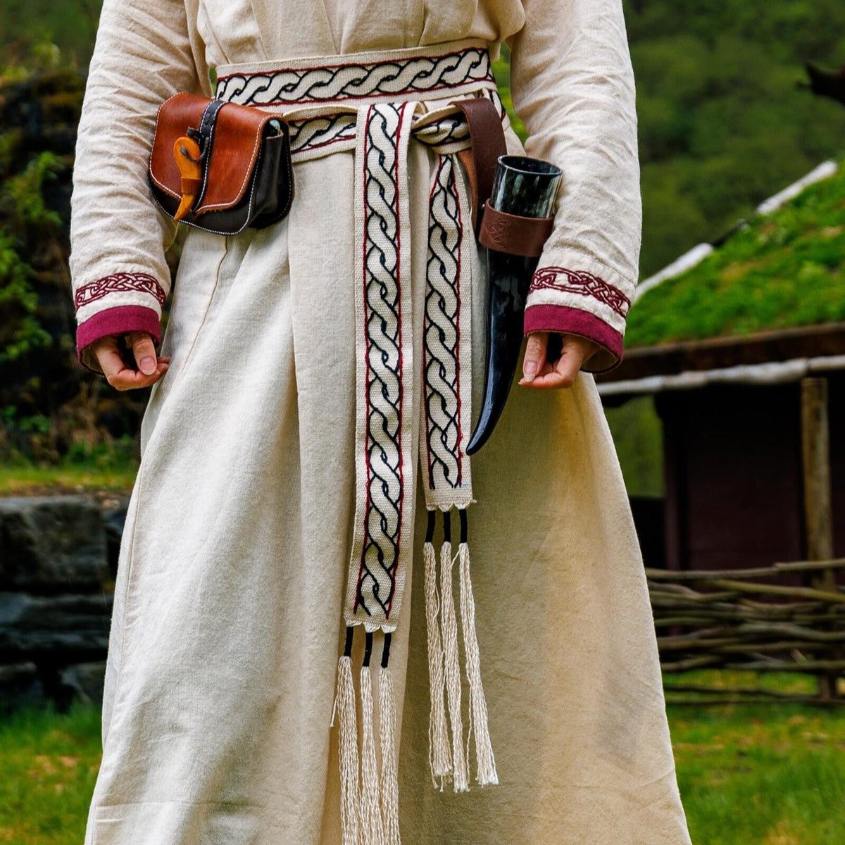 Viking Tie Belt for Ladies Dresses | Woven Design Natural Color