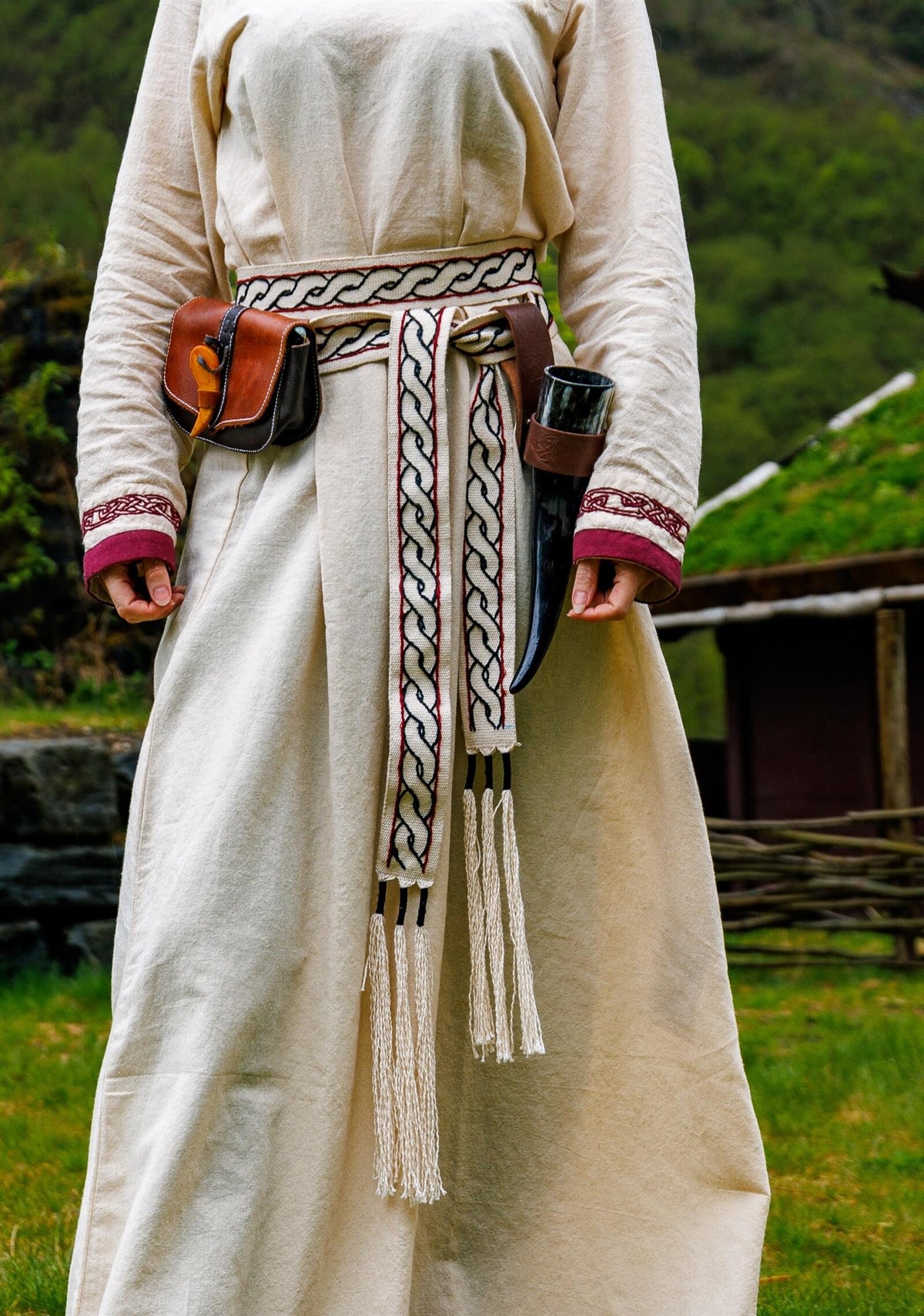 Viking Tie Belt for Ladies Dresses | Woven Design Natural Color