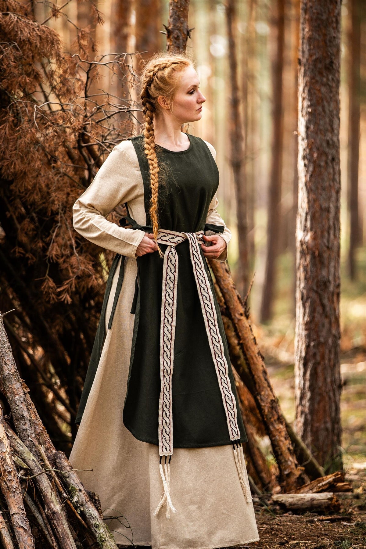 Viking Tie Belt for Ladies Dresses | Woven Design Natural Color