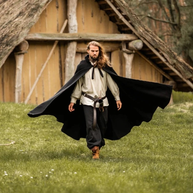 Long Hooded Viking Cloak | Wool Blend