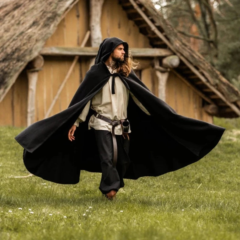 Long Hooded Viking Cloak | Wool Blend