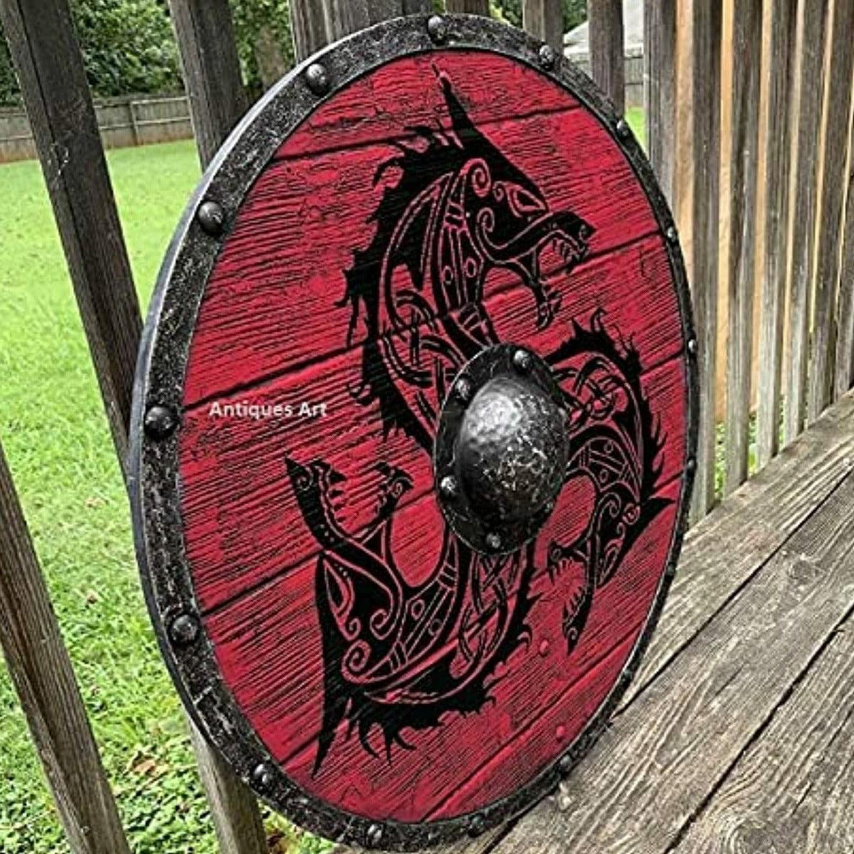 Wooden Warrior of Fenrir Viking Shield Armor 24&quot;