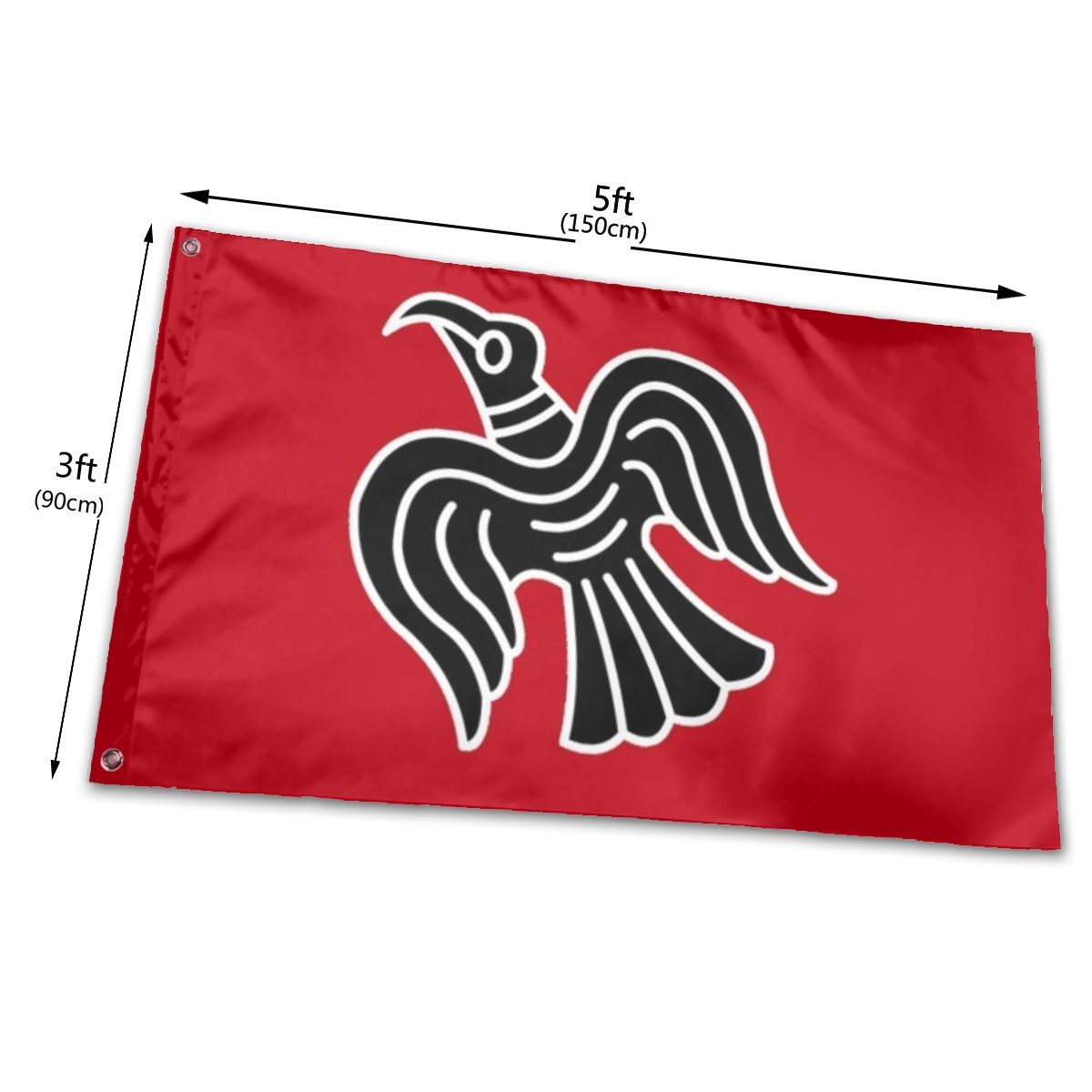 Viking Raven Banner Flag - Red