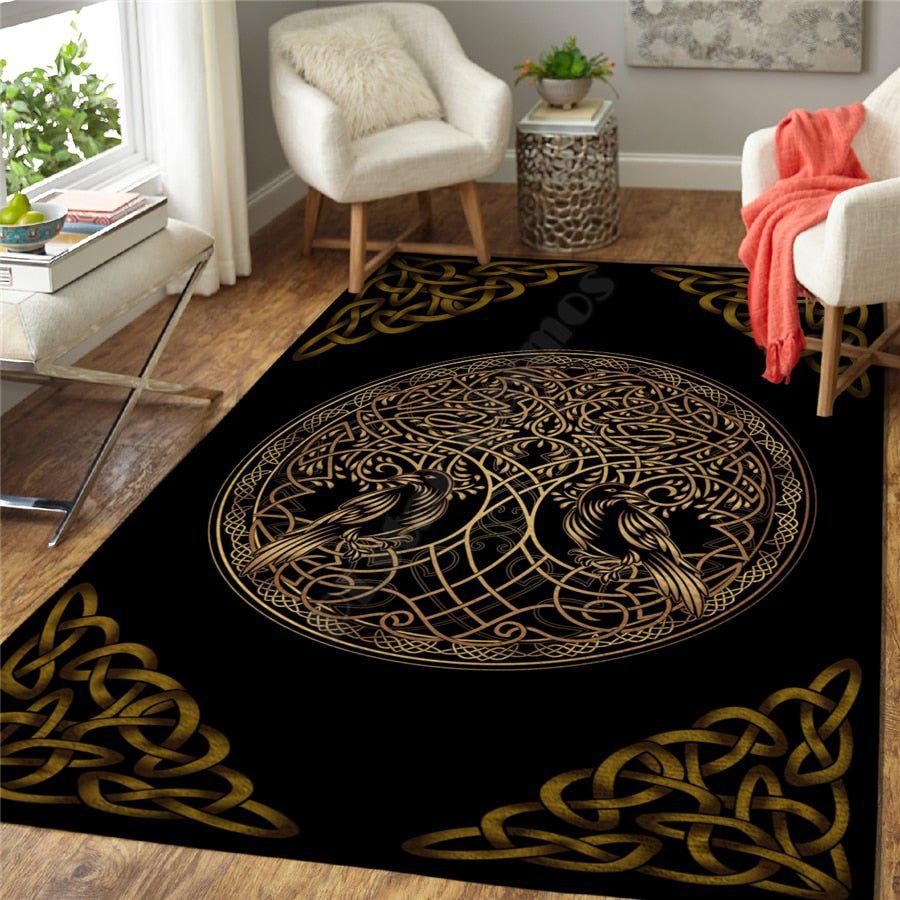 3D Viking Norse Mythology God Vikings Rug for Living Room Bedroom